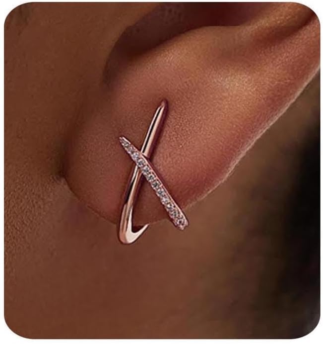 Gold Earrings for Women Trendy,14K Gold Stud Earrings Dainty Earrings Simple Minimalist Cubic Zirconia Diamond Gold Earrings Hypoallergenic Earring for Women Gifts