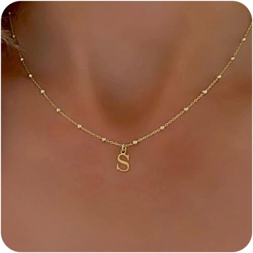 Initial Necklaces for Women, Dainty A-Z Pendant Letter Charm Necklace Personalized Name Necklaces for Women Trendy Jewelry Gift