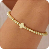 stackable gold braceletsGold Bracelets for Women 14K Gold Beaded Bracelets Stackable Bracelets for Women Gold Charm Bracelet Non Tarnish Gold Jewelry for Women Trendy