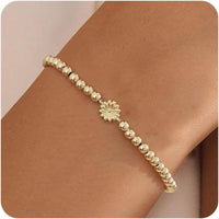 Gold Bracelets forstackable gold bracelets Women 14K Gold Beaded Bracelets Stackable Bracelets for Women Gold Charm Bracelet Non Tarnish Gold Jewelry for Women Trendy
