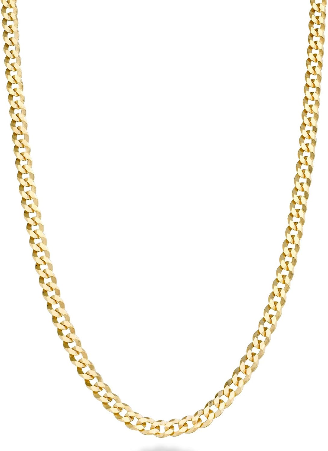 Italian 18K Gold Plated 925 Sterling Silver 3.5Mm Diamond-Cut Cuban Link Curb Chain Necklace for Women Men, Made in Italy