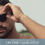 Mens Gold Bracelet 18K Gold Plated 925 Sterling Silver - 5Mm Cuban Link Curb Chain & Figaro Link Bracelets for Men - Sizes 6.5,7,8,9 Inch