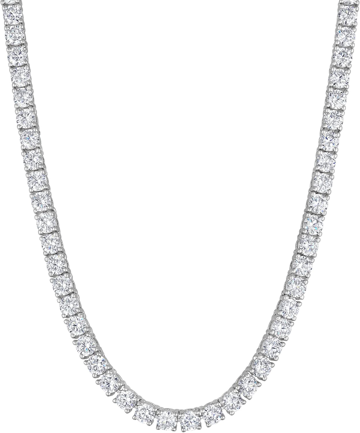 Tennis Necklace for Women 14K Gold Plated 3Mm Cubic Zirconia Diamond Chain Adjustable 15-18" 4-Prong Setting Classic