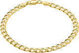 Mens Gold Bracelet 18K Gold Plated 925 Sterling Silver - 5Mm Cuban Link Curb Chain & Figaro Link Bracelets for Men - Sizes 6.5,7,8,9 Inch