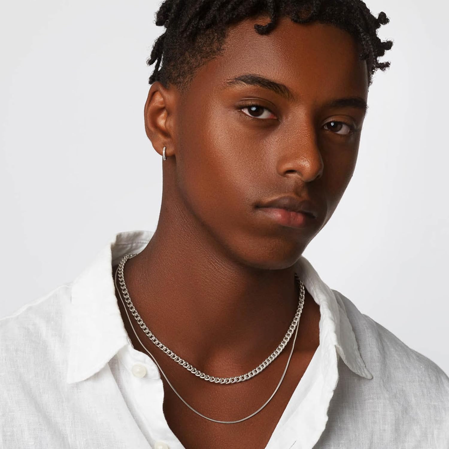 3/5Mm 14K Gold/Silver Plated Valentines Cuban Chain for Men Boys, Stainless Steel Cuban Link Chain for Men Boys Sturdy Non-Fading Necklace Jewelry Gifts 14/16/18/20/22/24Inch