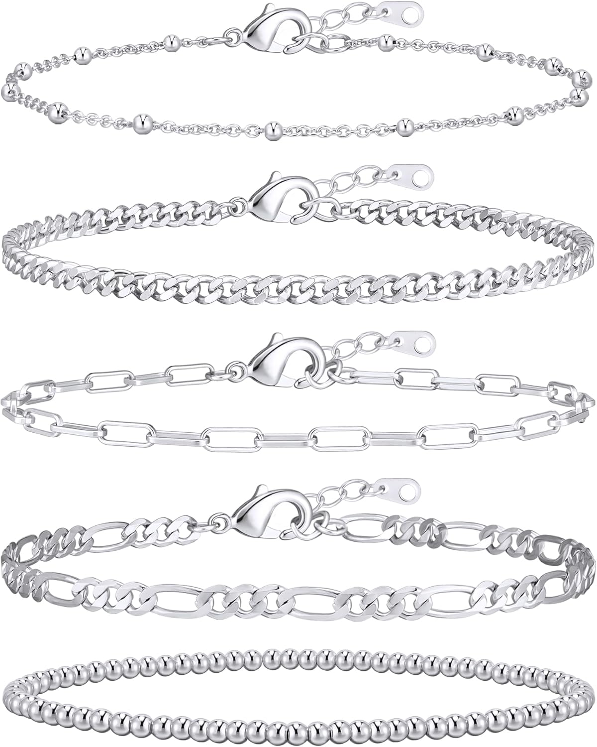 stackable gold braceletsGold Bracelets for Women, 14K Gold Plated Stackable Bracelet Stack Set Adjustable Charm Paperclip Chain Cuban Link Layered Waterproof Jewelry Sets Gifts for Womens 6.0/6.8/7.2"