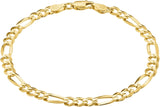 Mens Gold Bracelet 18K Gold Plated 925 Sterling Silver - 5Mm Cuban Link Curb Chain & Figaro Link Bracelets for Men - Sizes 6.5,7,8,9 Inch