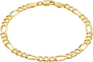 Mens Gold Bracelet 18K Gold Plated 925 Sterling Silver - 5Mm Cuban Link Curb Chain & Figaro Link Bracelets for Men - Sizes 6.5,7,8,9 Inch