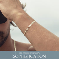 Mens Gold Bracelet 18K Gold Plated 925 Sterling Silver - 5Mm Cuban Link Curb Chain & Figaro Link Bracelets for Men - Sizes 6.5,7,8,9 Inch